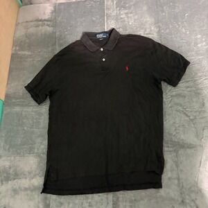 Polo Ralph Lauren Shirt Mens Large Black Short Sleeve Preppy